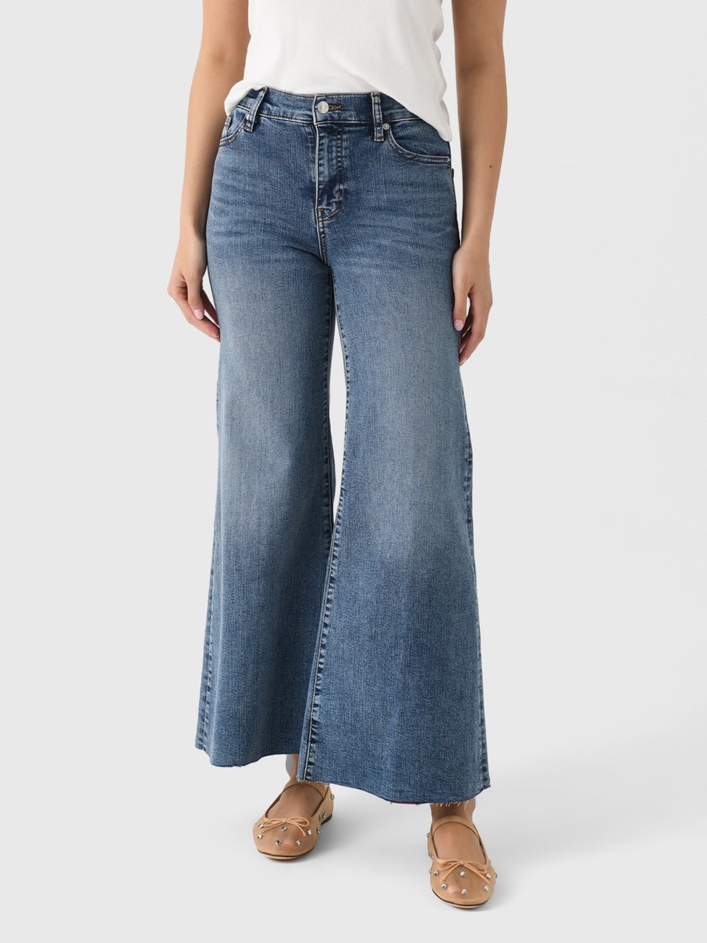 Frame Le Palazzo Crop in Crave Raw After High-Rise Wide-Leg Jeans sz 26
